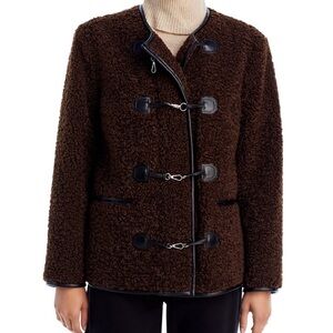 Avec Les Filles NWT XS new brown toggle fuzzy faux fur bouclé jacket